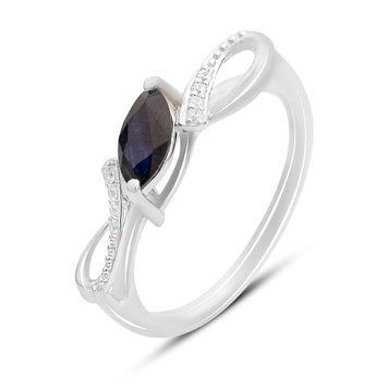 Срібна каблучка з натуральним сапфіром 0.62ct, фіанітами, вага виробу 2,34 гр (2168782) 17 розмір 2168782 фото