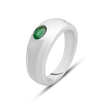 Срібна каблучка зі смарагдом nano 0.342ct, вага виробу 5,72 гр (2141143) 18 розмір 2141143 фото
