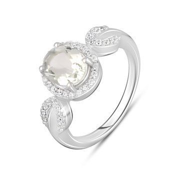 Срібна каблучка з натуральним зеленим аметистом 2.71ct, фіанітами, вага виробу 4,17 гр (2111023) 17 розмір 2111023 фото