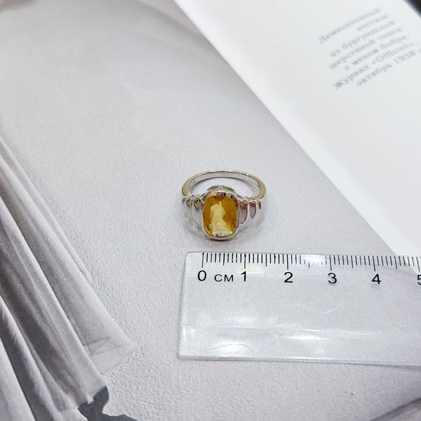 Серебряное кольцо с цитрином nano 3.2ct, вес изделия 4,1 гр (2170402) 18.5 размер 2170402 фото