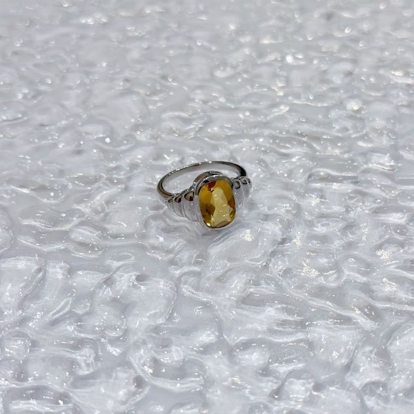 Серебряное кольцо с цитрином nano 3.2ct, вес изделия 4,1 гр (2170402) 18.5 размер 2170402 фото
