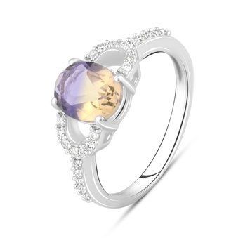 Срібна каблучка з аметрином nano 1.911ct, фіанітами, вага виробу 2,77 гр (2111061) 18.5 розмір 2111061 фото