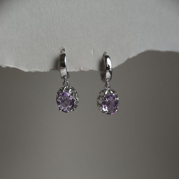 Срібні сережки з натуральним аметистом 2.175ct (2179122) 2179122 фото