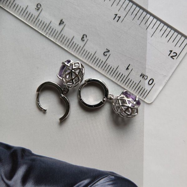 Срібні сережки з натуральним аметистом 2.175ct (2179122) 2179122 фото