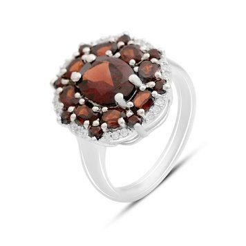 Срібна каблучка з натуральним гранатом 4.589ct, вага виробу 6,27 гр (2166290) 18.5 розмір 2166290 фото