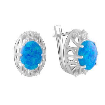 Срібні сережки з опалом 2.62ct (2075073) 2075073 фото