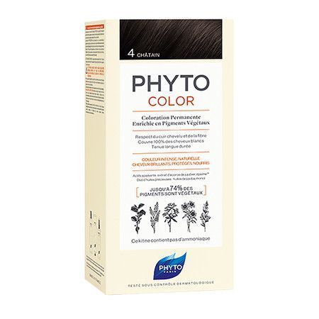 Фито Фитоколор безаммиачная крем-краска для волос Phyto PhytoColor Coloration Permanente 4 Шатен 112 мл 3338221002549 фото
