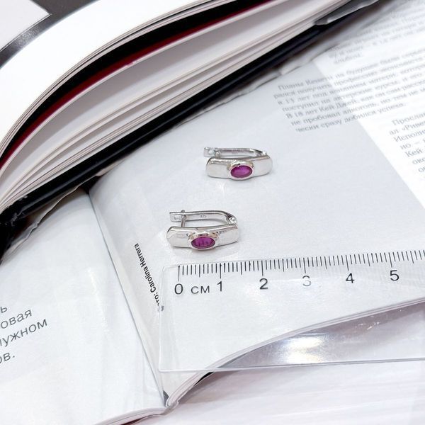 Срібні сережки з натуральним рубіном 1.163ct (2165279) 2165279 фото