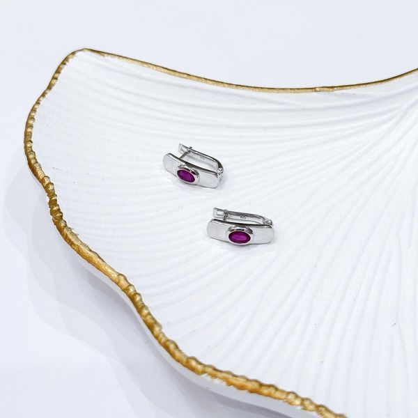 Срібні сережки з натуральним рубіном 1.163ct (2165279) 2165279 фото