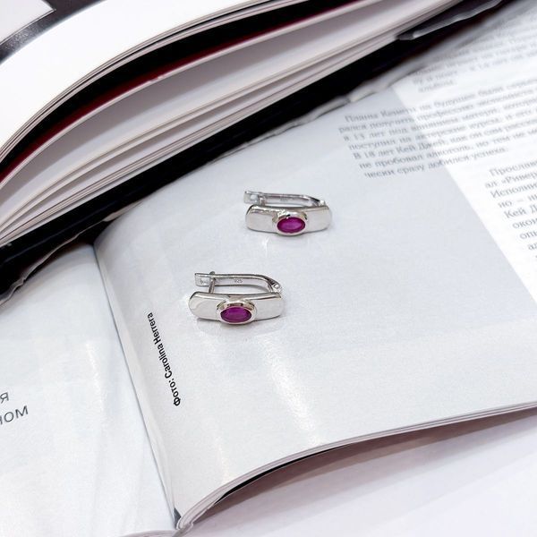 Срібні сережки з натуральним рубіном 1.163ct (2165279) 2165279 фото