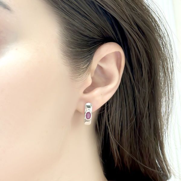 Срібні сережки з натуральним рубіном 1.163ct (2165279) 2165279 фото
