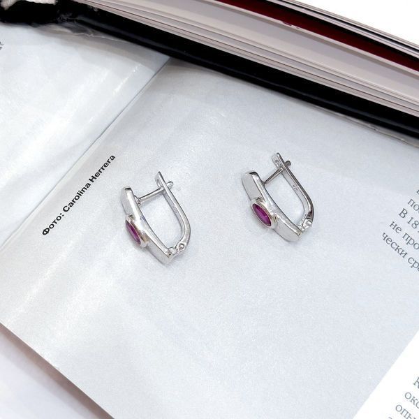 Срібні сережки з натуральним рубіном 1.163ct (2165279) 2165279 фото