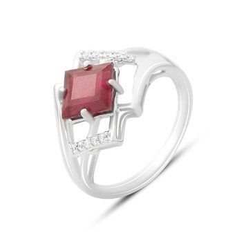 Срібна каблучка з натуральним рубіном 2.633ct, фіанітами, вага виробу 3,14 гр (2165316) 18.5 розмір 2165316 фото