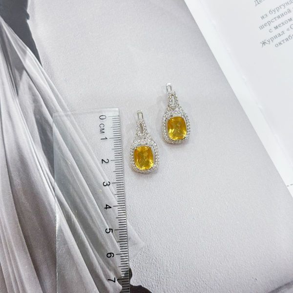 Серебряные серьги с цитрином nano 6.362ct (2170488) 2170488 фото