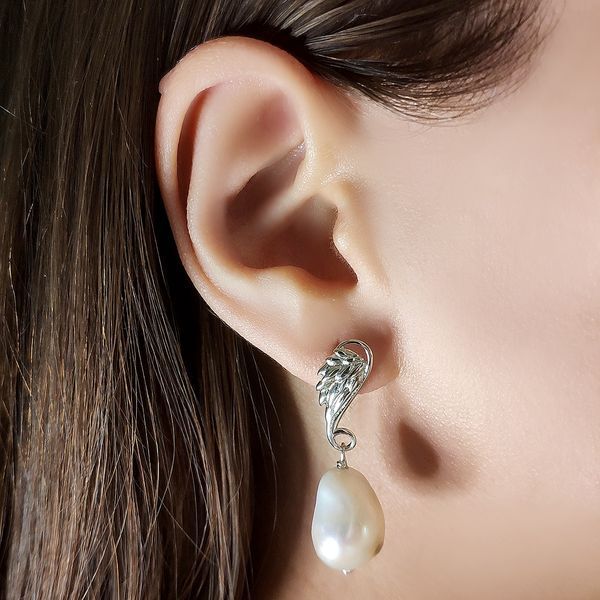 Срібні сережки з натуральними перлами бароковими 29.025ct (2129806) 2129806 фото