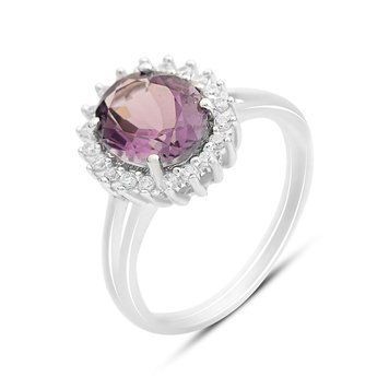 Серебряное кольцо с натуральным аметистом 2.63ct, вес изделия 3,43 гр (2163275) 18 размер 2163275 фото