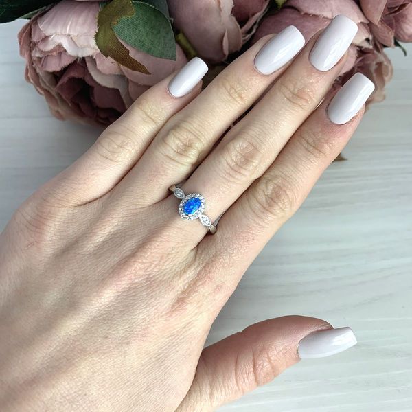 Серебряное кольцо с опалом 0.17ct, вес изделия 2,49 гр (2075127) 17.5 размер 2075127 фото