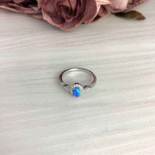 Серебряное кольцо с опалом 0.17ct, вес изделия 2,49 гр (2075127) 17.5 размер 2075127 фото