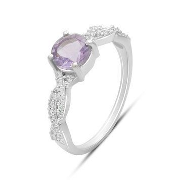 Срібна каблучка з натуральним аметистом 1.052ct, вага виробу 2,35 гр (2179283) 17.5 розмір 2179283 фото