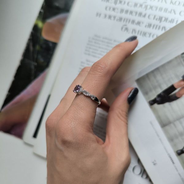 Серебряное кольцо с натуральным аметистом 1.052ct, вес изделия 2,35 гр (2179283) 17.5 размер 2179283 фото