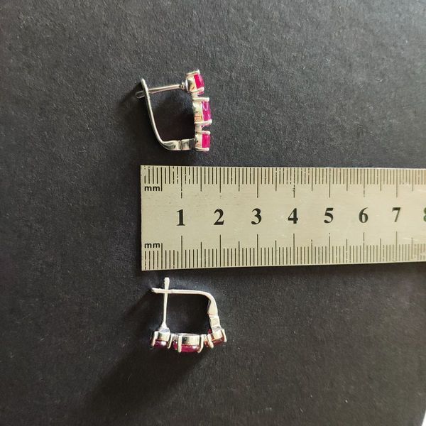 Срібні сережки з натуральним рубіном 3.675ct (2147053) 2147053 фото