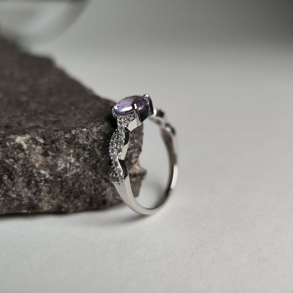 Серебряное кольцо с натуральным аметистом 1.052ct, вес изделия 2,35 гр (2179283) 17.5 размер 2179283 фото