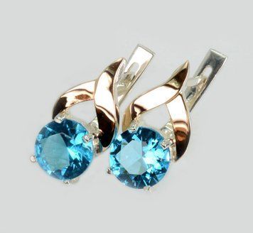 Серебряные серьги с золотыми пластинами 2795762263 фото