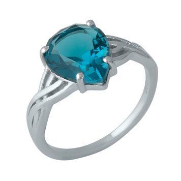 Срібна каблучка з топазом Лондон Блю 3.363ct, вага виробу 2,54 гр (1988480) 17.5 розмір 1988480 фото