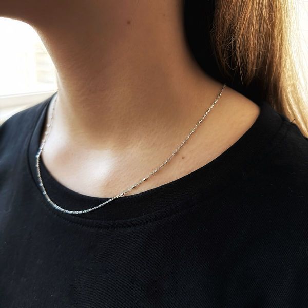 Серебряная цепочка с без камней, вес изделия 2,12 гр (2172208) 450 размер 2172208 фото