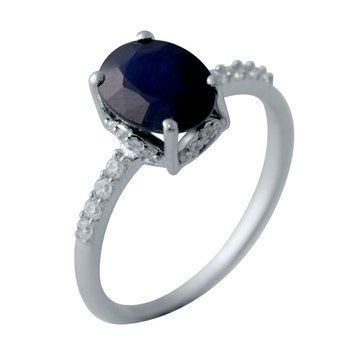 Срібна каблучка з натуральним сапфіром 2.908ct, вага виробу 2,25 гр (2006336) 17 розмір 2006336 фото