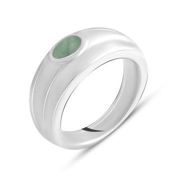 Серебряное кольцо с натуральным изумрудом 0.4ct, вес изделия 5,22 гр (2140719) 17.5 размер 2140719 фото