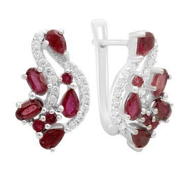 Серебряные серьги с натуральным рубином 4.384ct (2159551) 2159551 фото