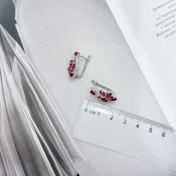 Срібні сережки з натуральним рубіном 4.384ct (2159551) 2159551 фото