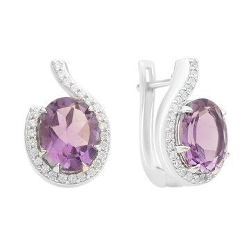 Серебряные серьги с натуральным аметистом 5.312ct (2163329) 2163329 фото