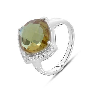 Серебряное кольцо с Султанит султанитом, вес изделия 4,84 гр (2122111) 18 размер 2122111 фото