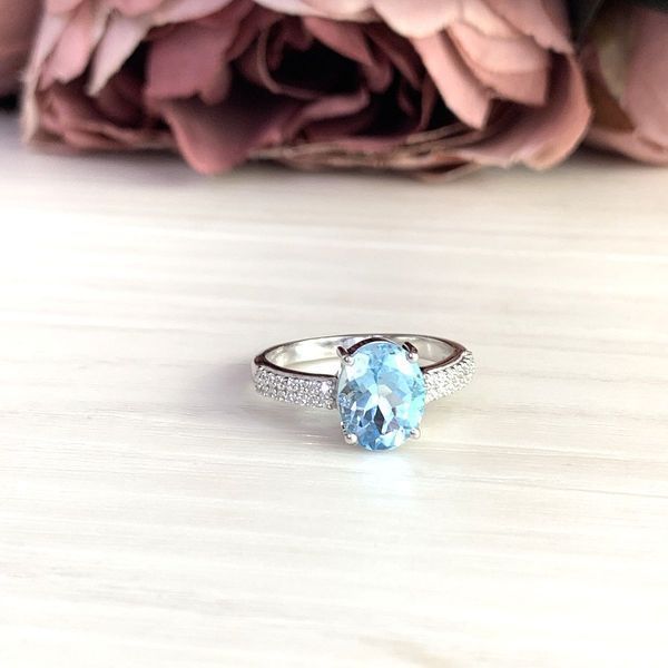 Срібна каблучка з натуральним топазом 3.55ct, вага виробу 3,15 гр (2017370) 18 розмір 2017370 фото