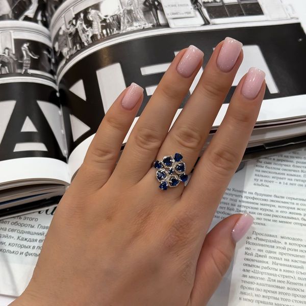 Серебряное кольцо с сапфиром nano 1.775ct, вес изделия 3,88 гр (2174653) 18 размер 2174653 фото