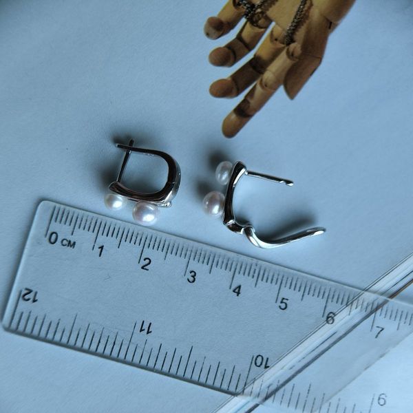 Серебряные серьги с натуральным жемчугом 4.75ct (2184416) 2184416 фото