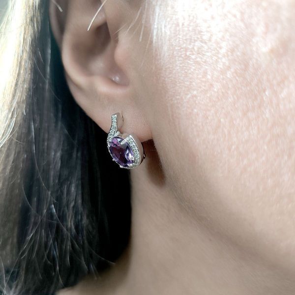 Срібні сережки з натуральним аметистом 5.312ct (2163329) 2163329 фото