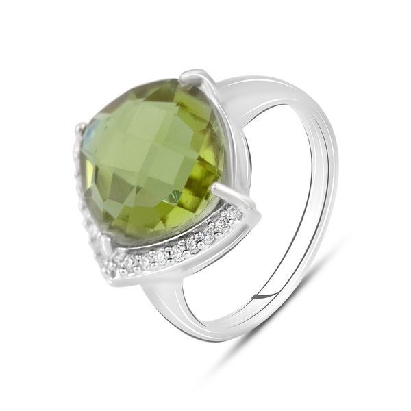Серебряное кольцо с Султанит султанитом, вес изделия 4,84 гр (2122111) 18 размер 2122111 фото