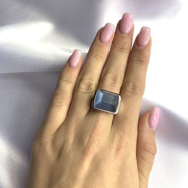 Серебряное кольцо с кошачьим глазом, вес изделия 7,85 гр (2053828) 17 размер 2053828 фото