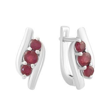 Серебряные серьги с натуральным рубином 1.483ct (2165392) 2165392 фото