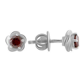 Срібні сережки з натуральним гранатом 0.6ct (2058755) 2058755 фото