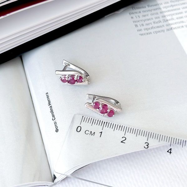 Срібні сережки з натуральним рубіном 1.483ct (2165392) 2165392 фото
