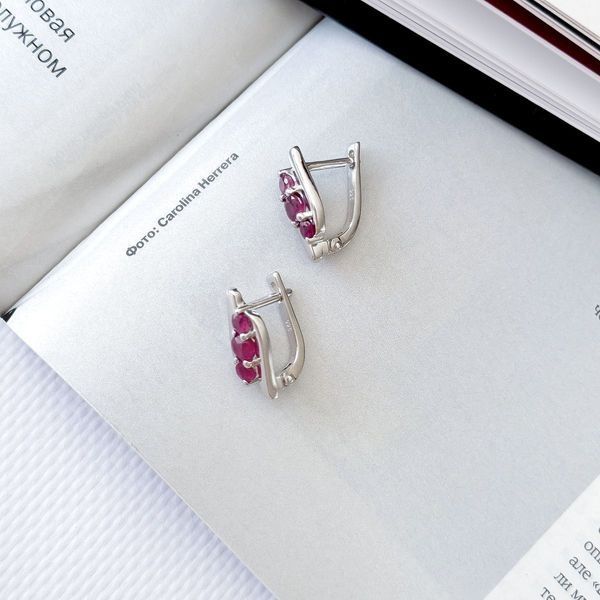 Срібні сережки з натуральним рубіном 1.483ct (2165392) 2165392 фото