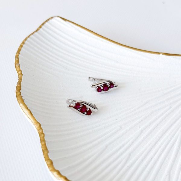 Срібні сережки з натуральним рубіном 1.483ct (2165392) 2165392 фото