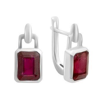 Срібні сережки з натуральним рубіном 4.281ct (2167167) 2167167 фото