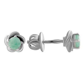 Срібні сережки з натуральним смарагдом 0.45ct (2058786) 2058786 фото