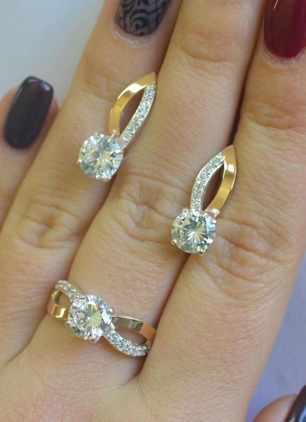 Серебряный комплект со вставками из золота 2795762986 фото