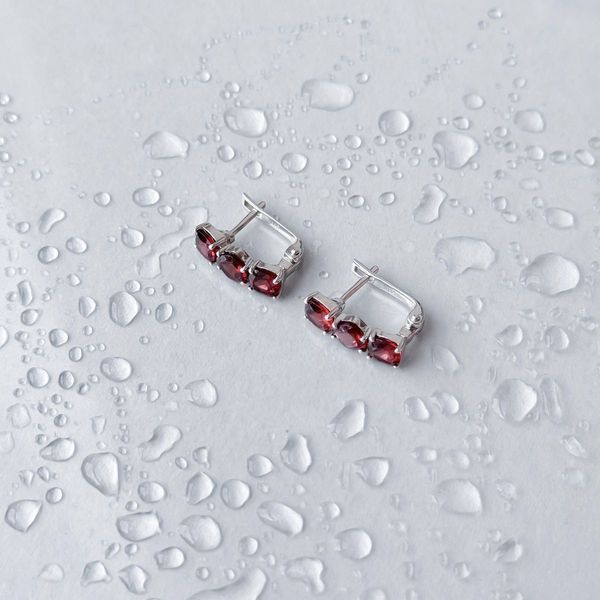 Срібні сережки з натуральним гранатом 4.175ct (1988886) 1988886 фото